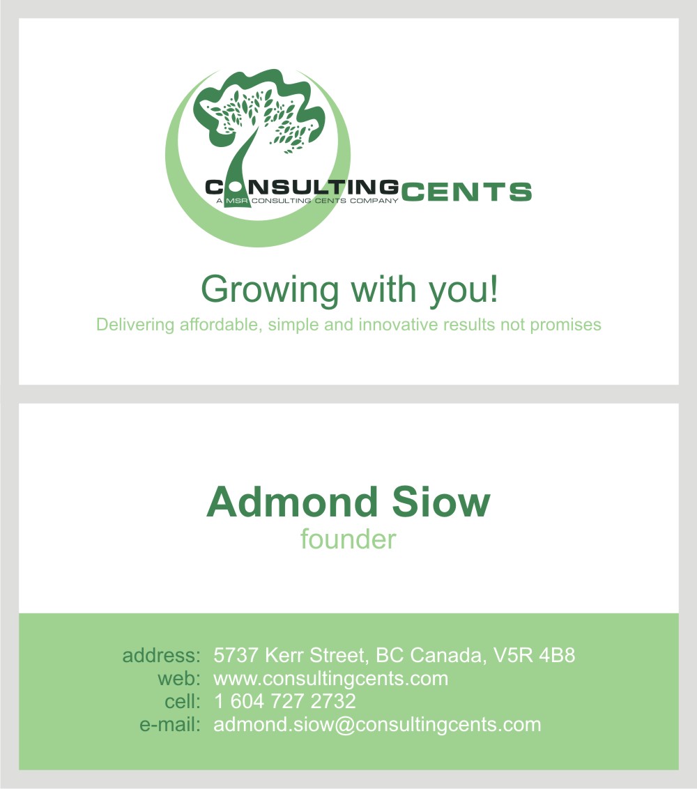 Visitenkarten-Design von In2Graphics für MSR Consulting Cents | Design #26579