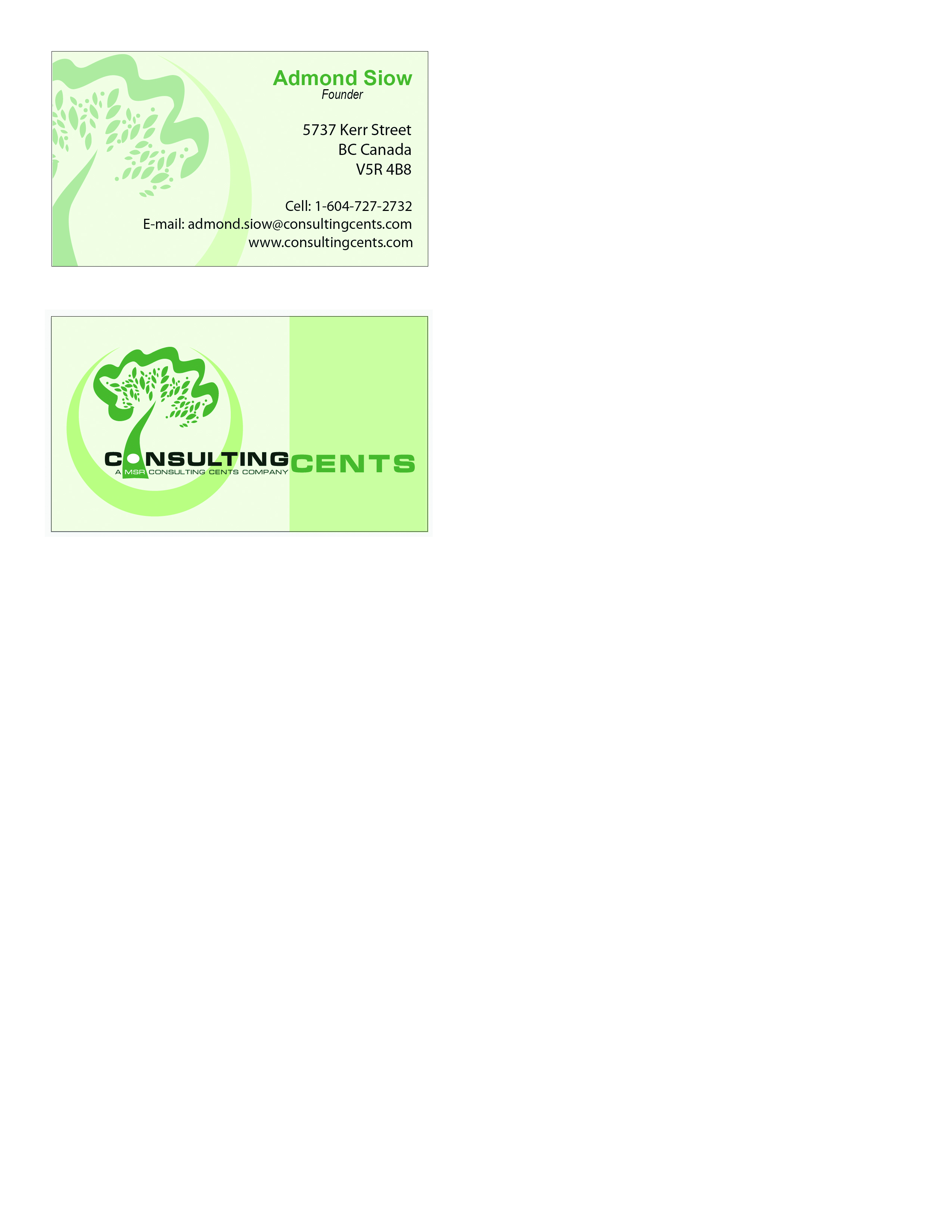 Business Card Design by Sarlyn Oduber for MSR Consulting Cents | Design #25587