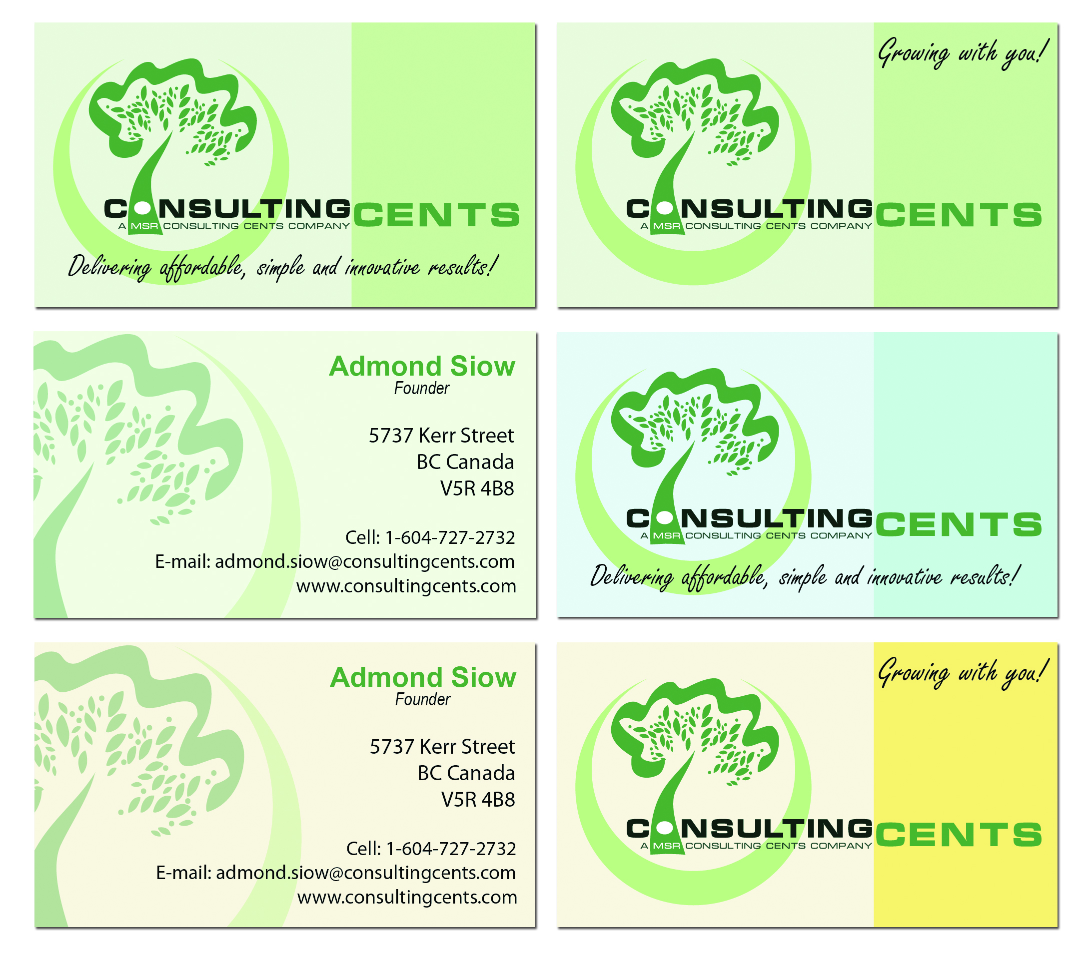 Visitenkarten-Design von Sarlyn Oduber für MSR Consulting Cents | Design #25716