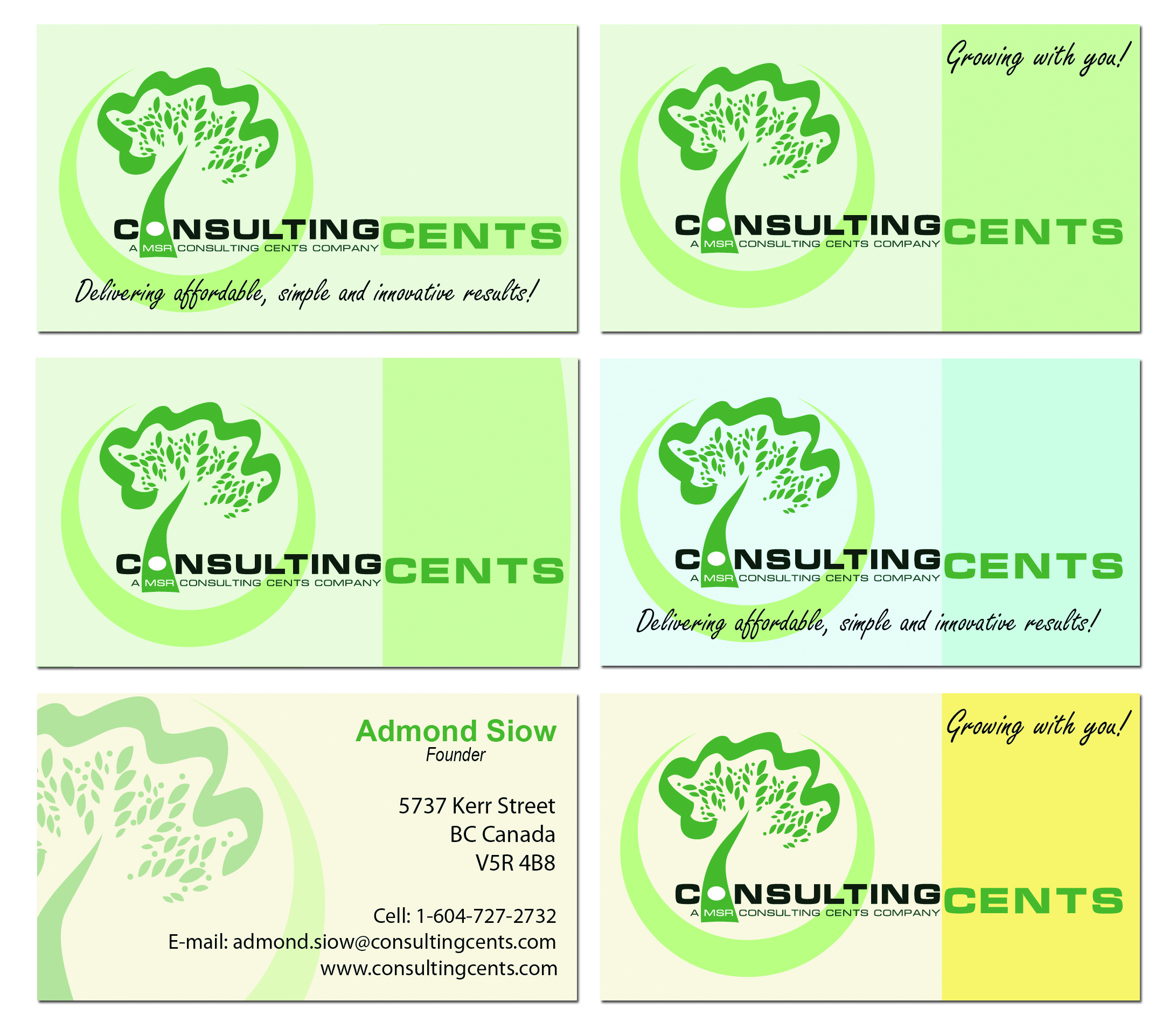 Visitenkarten-Design von Sarlyn Oduber für MSR Consulting Cents | Design #25791
