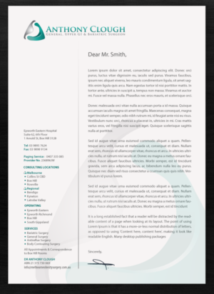A Business Card and Letterhead for a Surgeon in Practice | Schreibwaren-Design von chandrayaan.creative