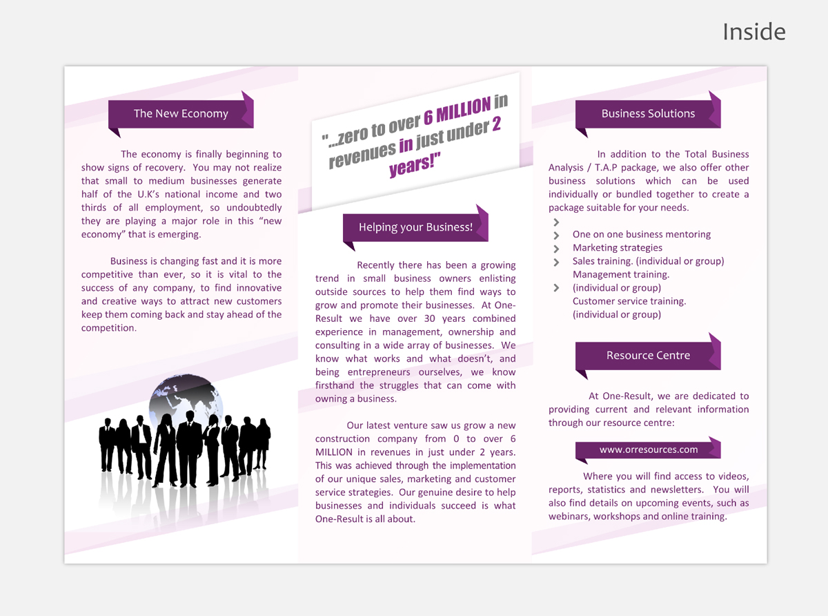 Brochure Design by Shriharsha Shettigara for One-Result | Design #2403109
