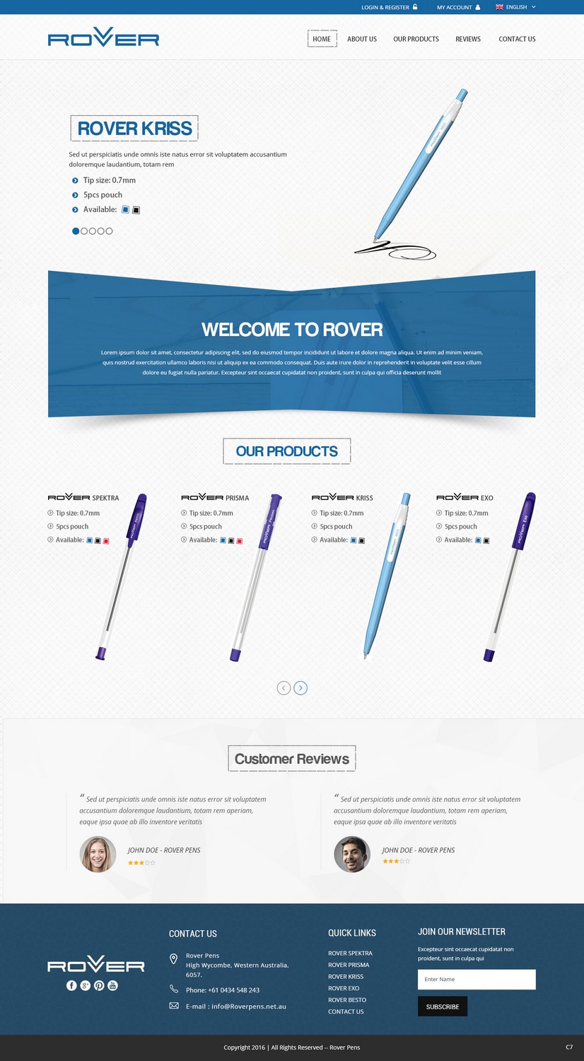 Web Design par pb pour Rover Writing Instruments | Design #11791441