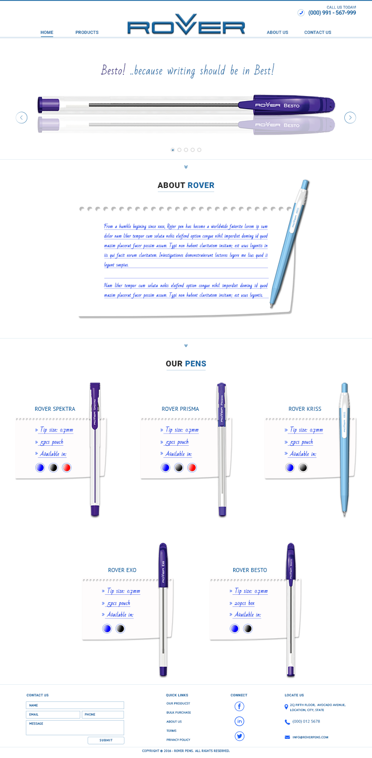 Web Design by Advanced Designs for Rover Writing Instruments | Design #11870711