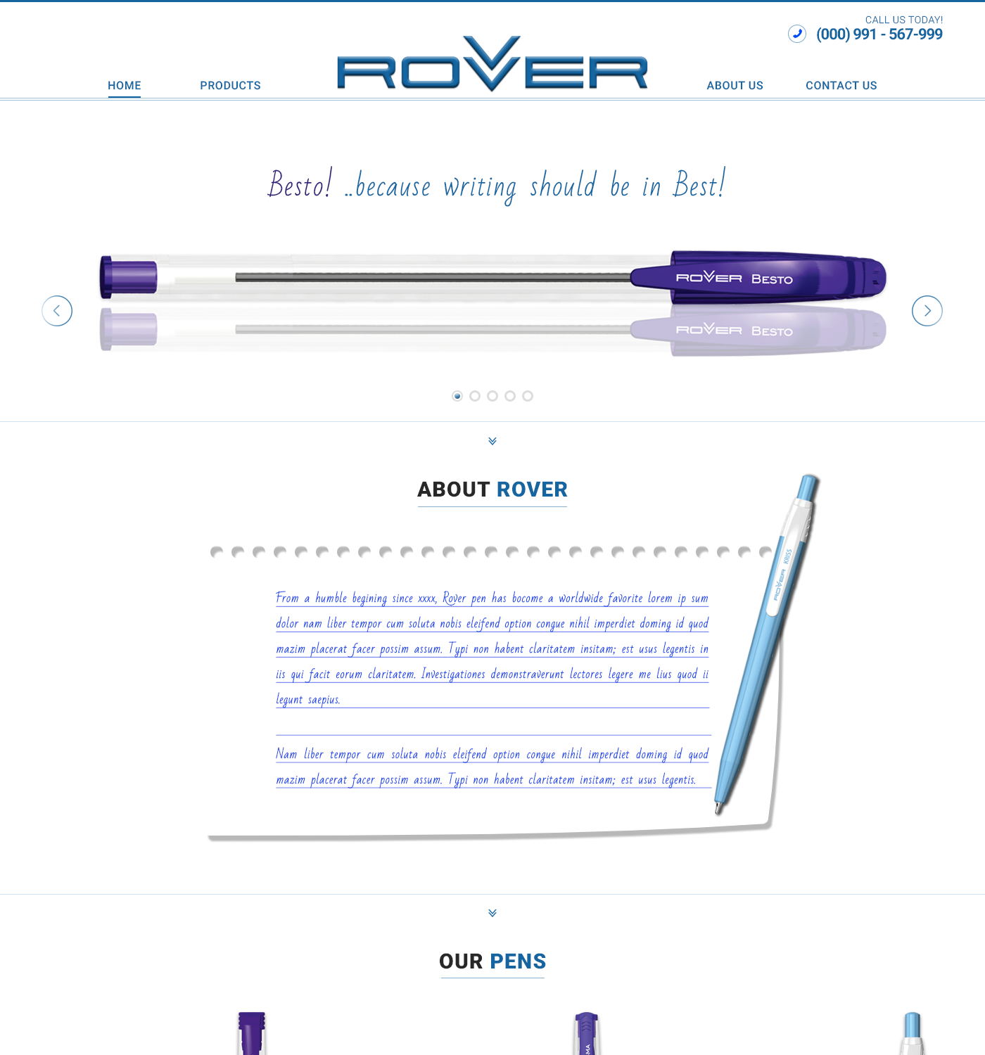 Web Design by Advanced Designs for Rover Writing Instruments | Design #11870722