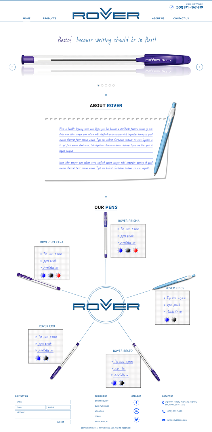 Web Design by Advanced Designs for Rover Writing Instruments | Design #11877144