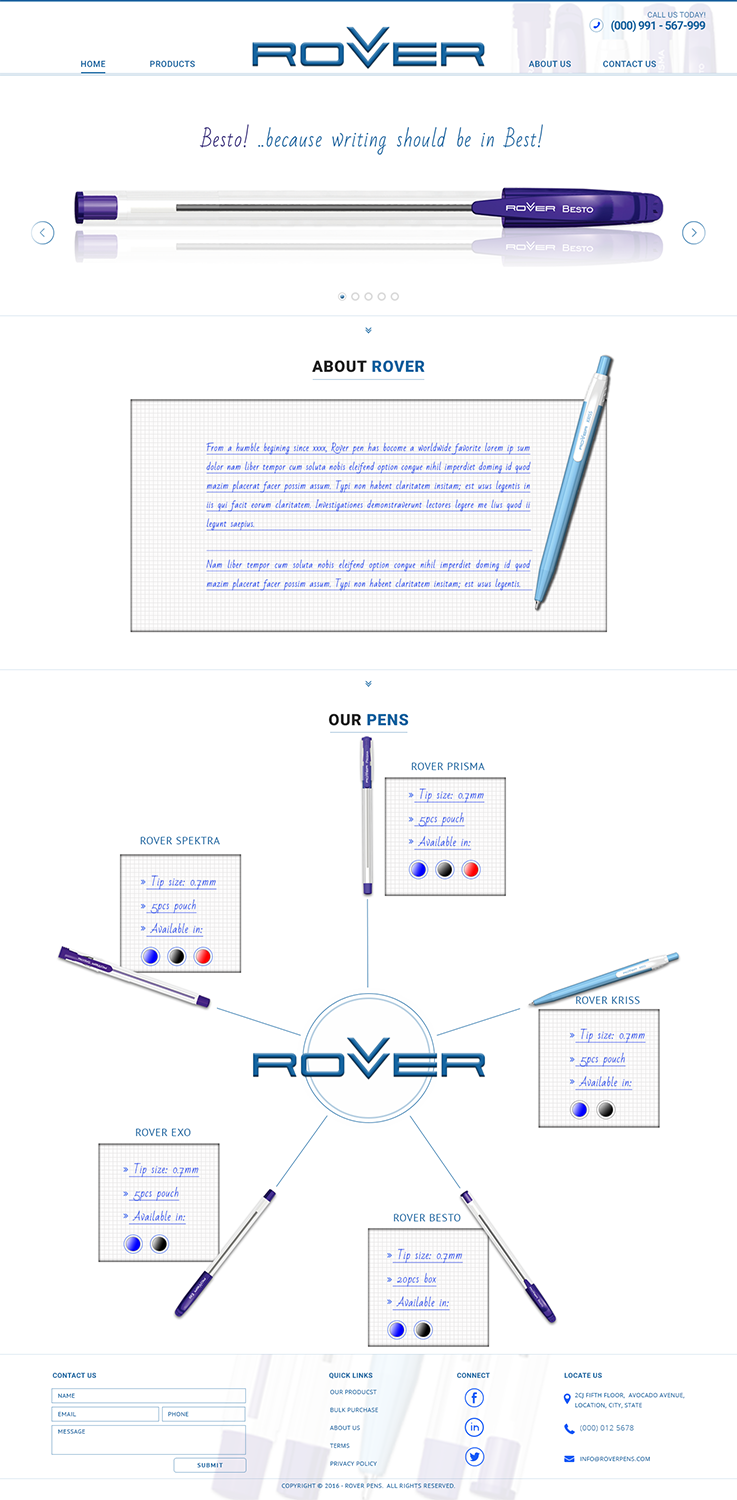 Web Design by Advanced Designs for Rover Writing Instruments | Design #11877146