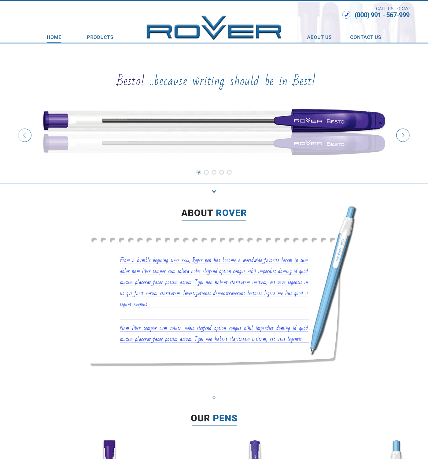 Web Design by Advanced Designs for Rover Writing Instruments | Design #11877148