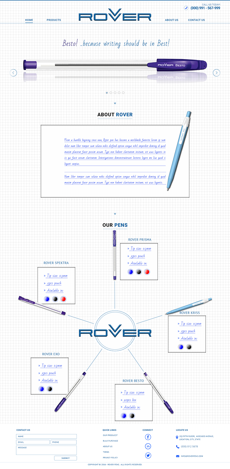 Diseño Web por Advanced Designs para Rover Writing Instruments | Diseño #11878368