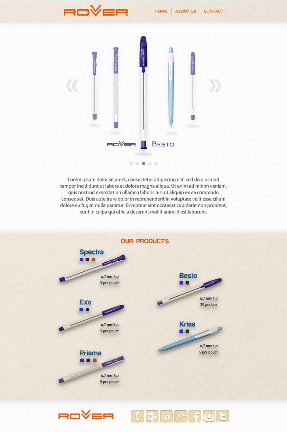 Web Design by the friendly parrot for Rover Writing Instruments | Design #11794731