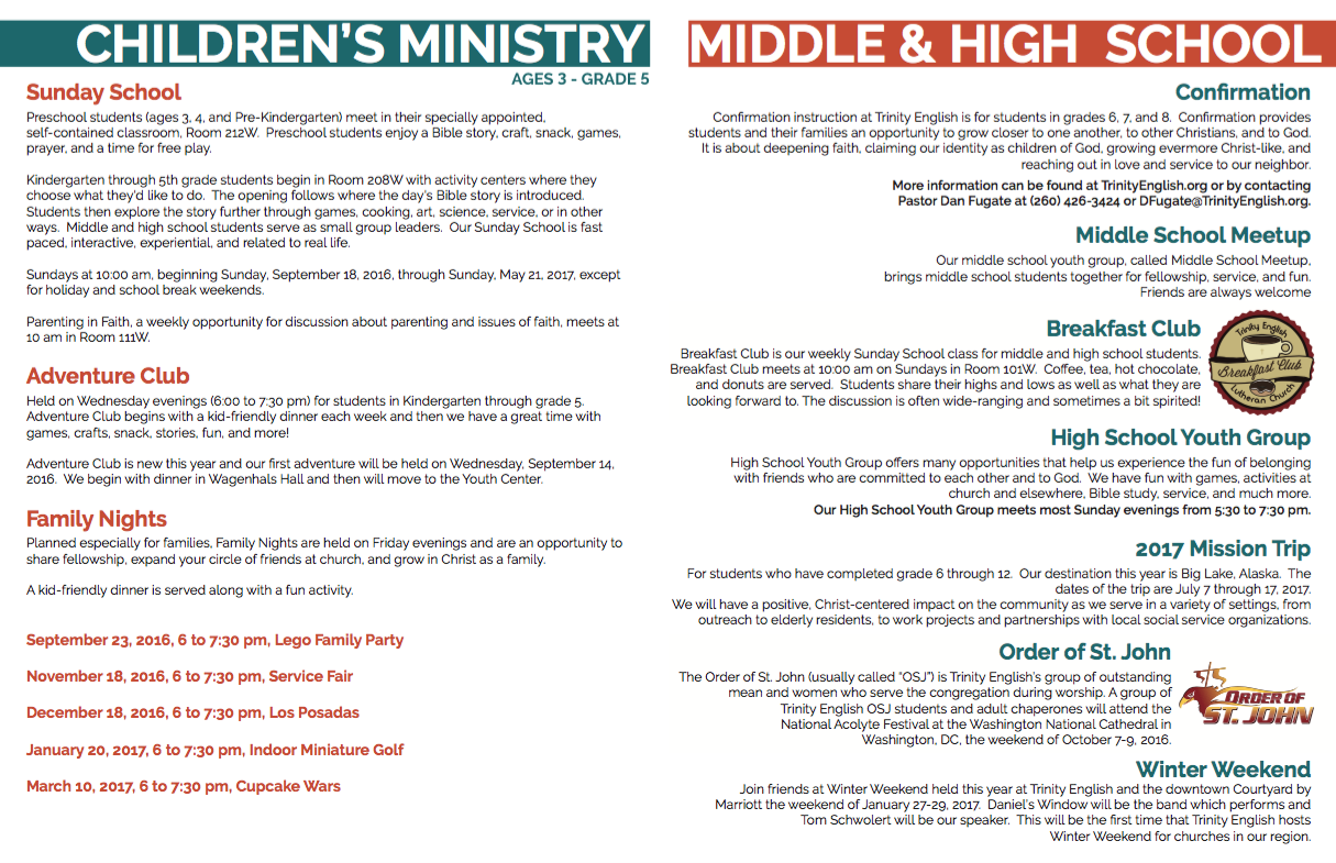 Flyer Design by Alyssa Secor for Trinity English Lutheran Church | Design #11773661