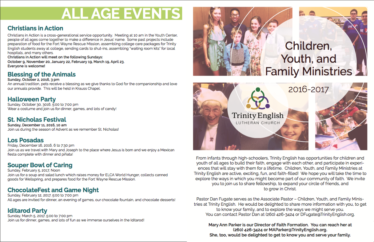 Diseño de Flyer por Alyssa Secor para Trinity English Lutheran Church | Diseño #11773662