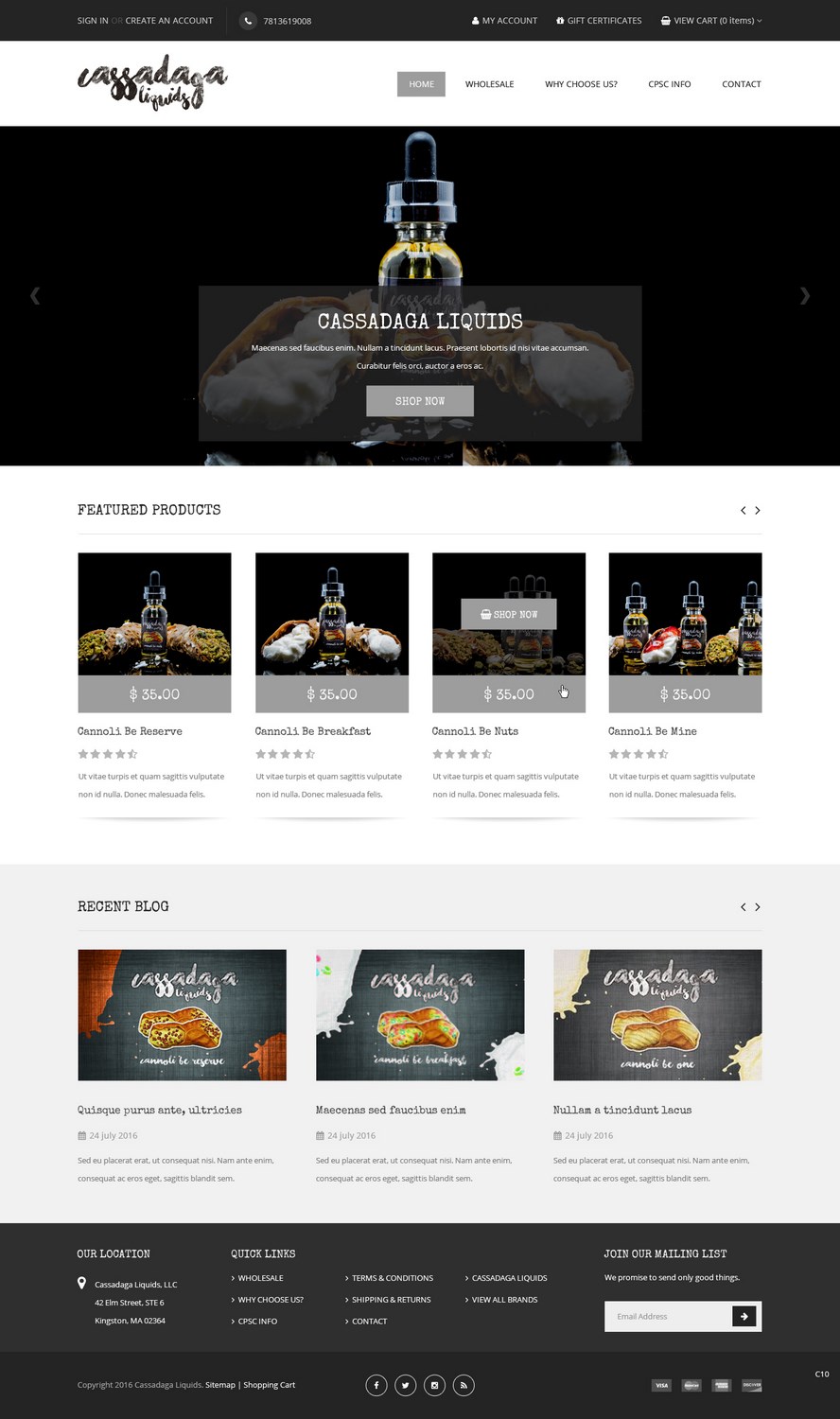 Web Design par pb pour Cassadaga Liquids, LLC | Design #11738846
