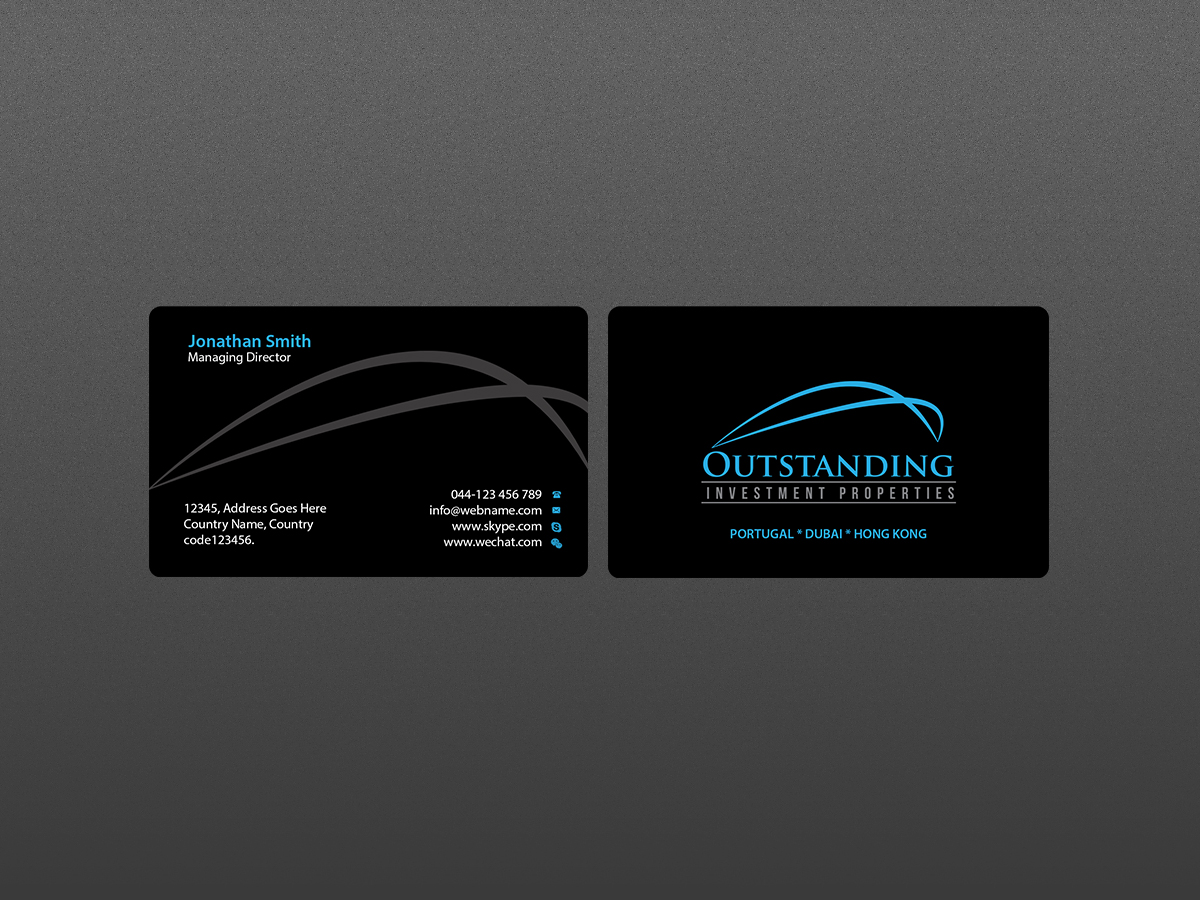 Visitenkarten-Design von Creations Box 2015 für Outstanding Investment Properties, Ltd | Design #11750861