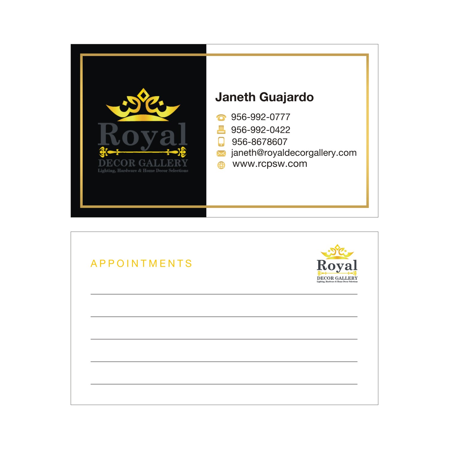 Business Card Design by Actives for Royal decor gallery | Design #11750258
