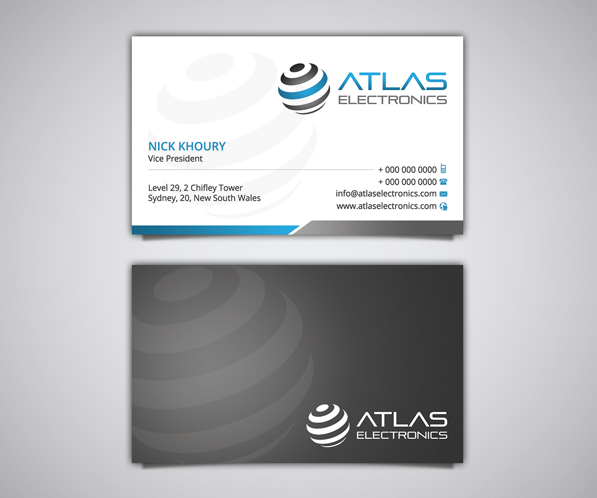 Business Card Design by Stylez Designz for Atlas Electronics, Inc  | Design #11796855