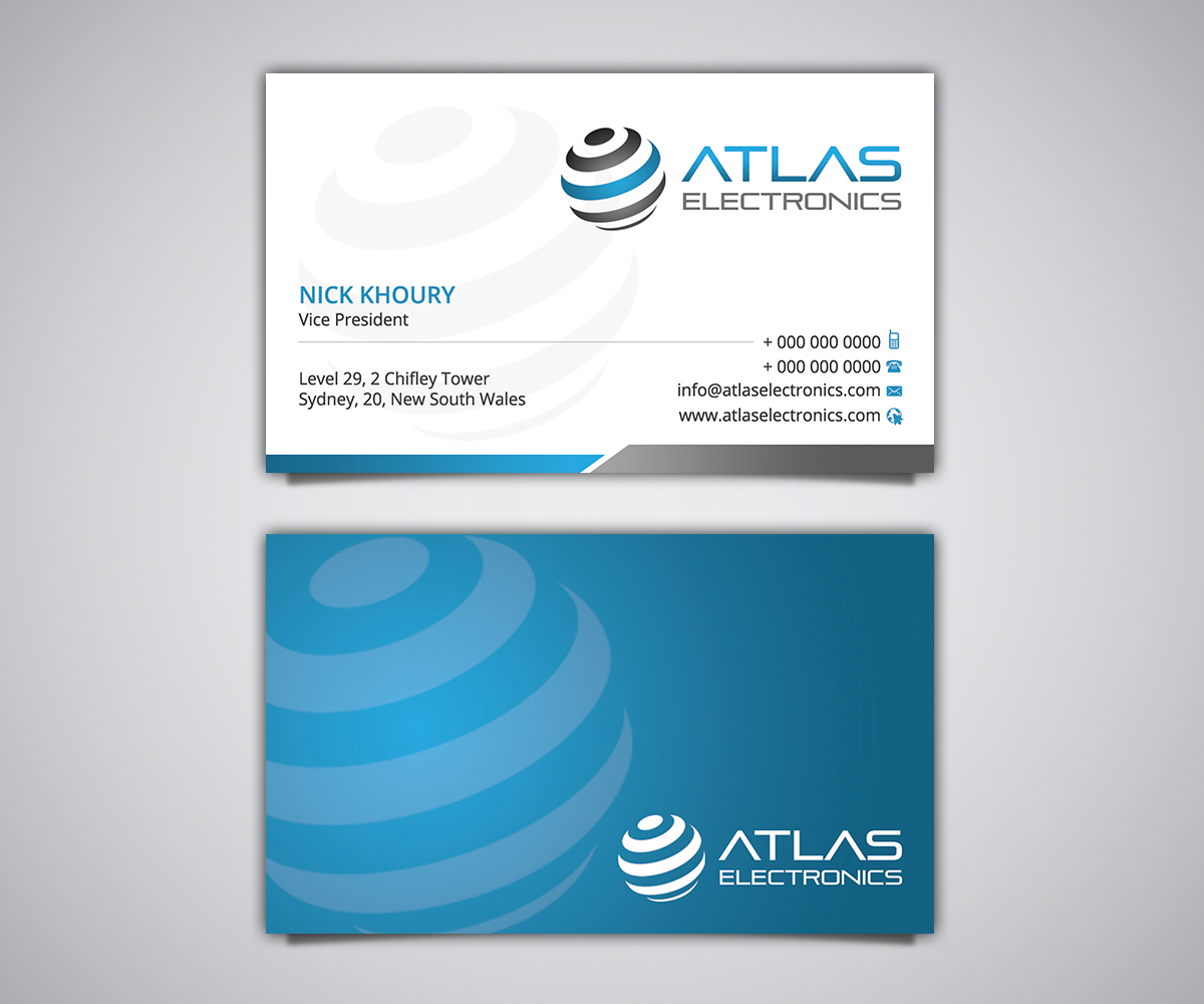 Business Card Design by Stylez Designz for Atlas Electronics, Inc  | Design #11796856