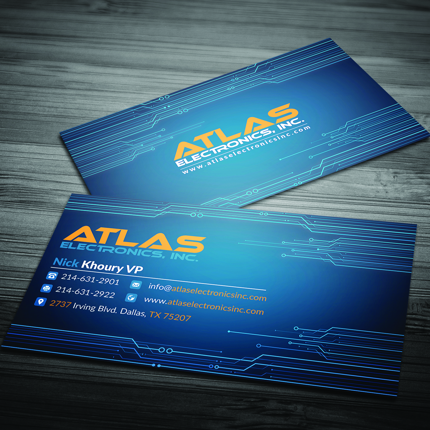 Business Card Design by Ni Oeuvre for Atlas Electronics, Inc  | Design #11782701
