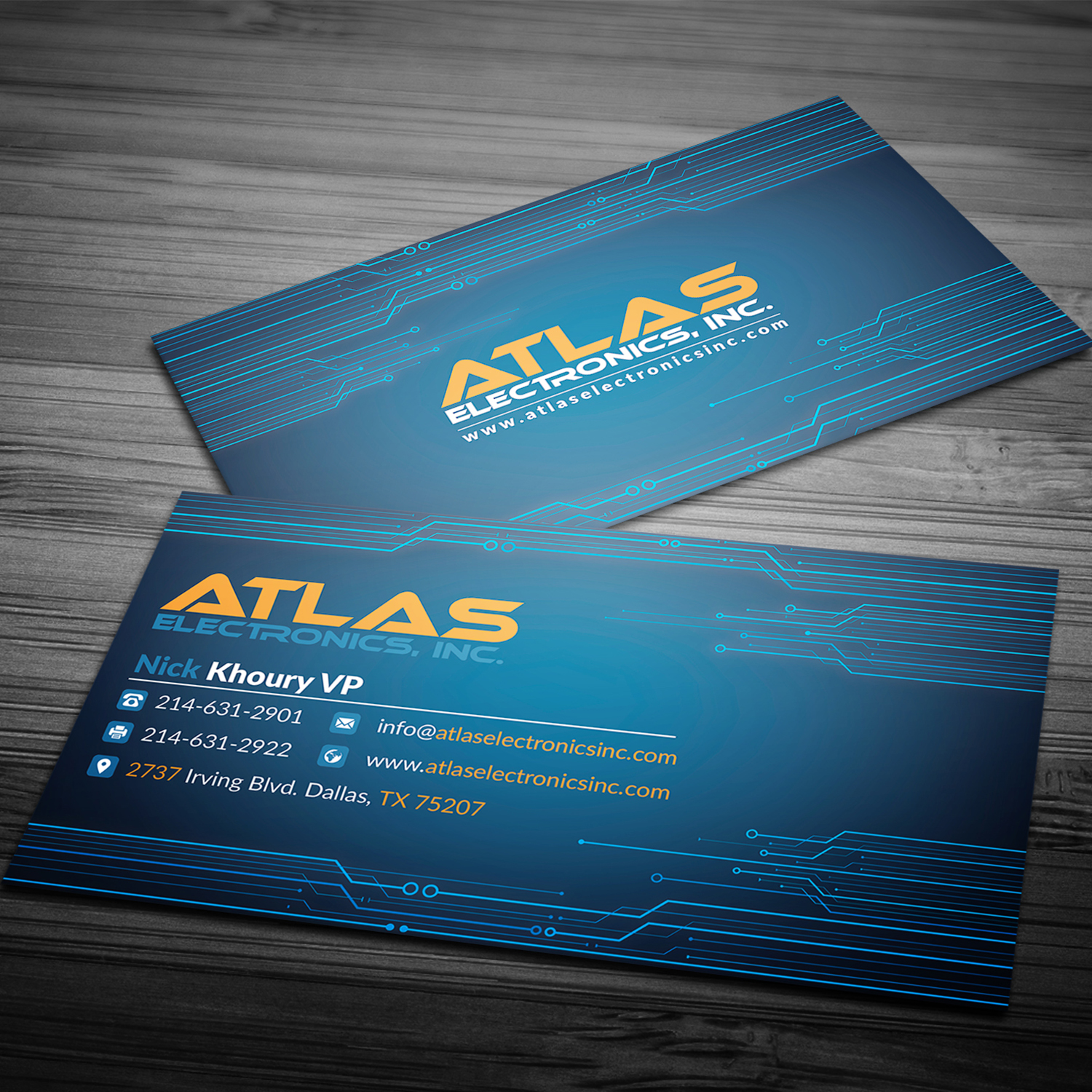 Business Card Design by Ni Oeuvre for Atlas Electronics, Inc  | Design #11782728
