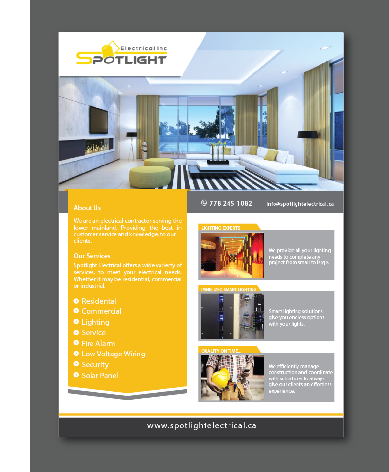 Flyer Design by alex989 for Spotlight Electrical Inc. | Design #11777640
