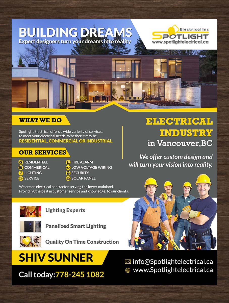 Diseño de Flyer por creative.bugs para Spotlight Electrical Inc. | Diseño #11778211
