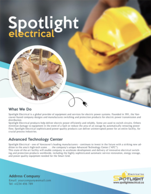 Design de Flyer par nozomimiyu pour Spotlight Electrical Inc. | Design #11792566