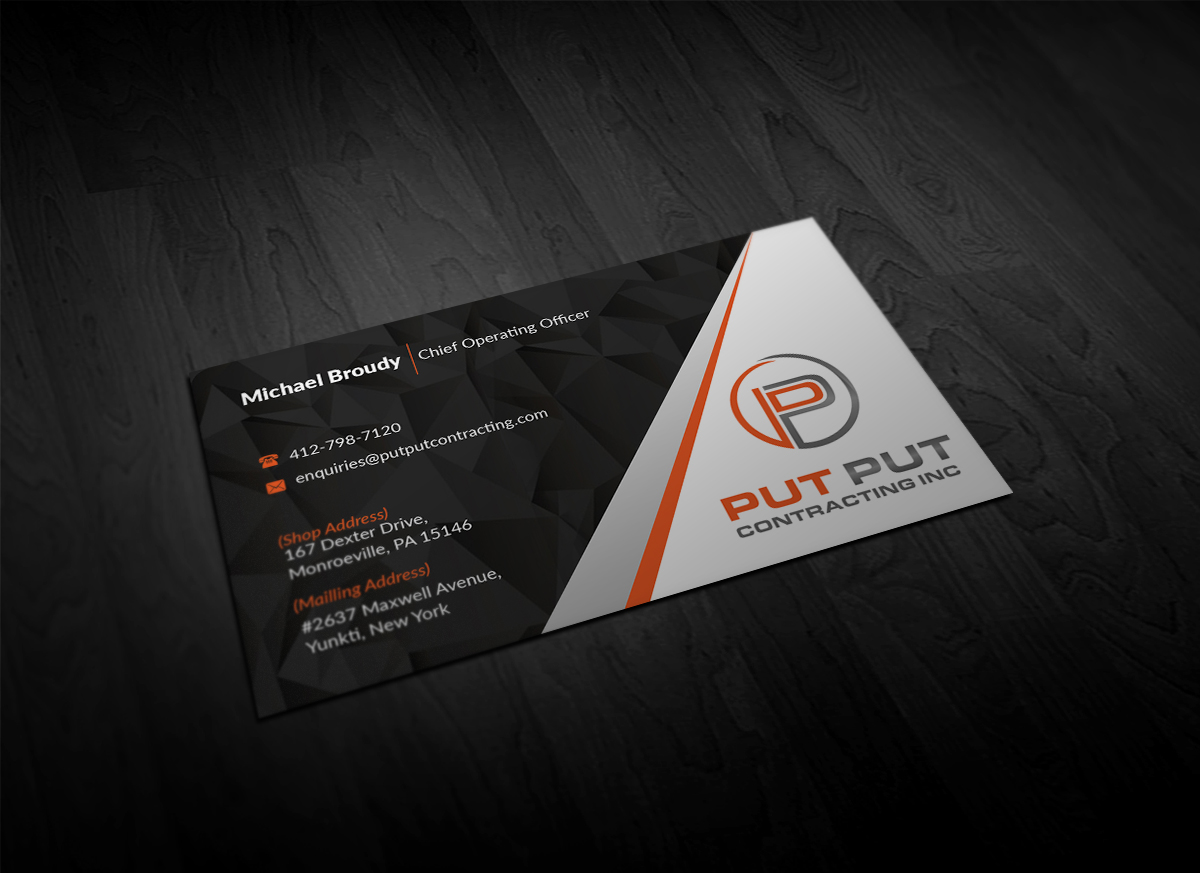 Business Card Design by Pointless Pixels India for Put Put Contracting Inc | Design #11765143
