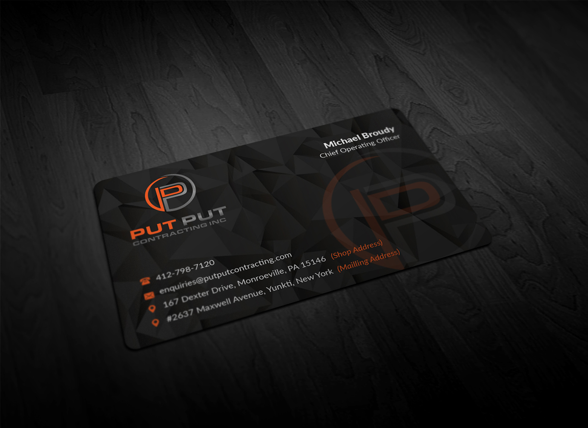 Business Card Design by Pointless Pixels India for Put Put Contracting Inc | Design #11765146