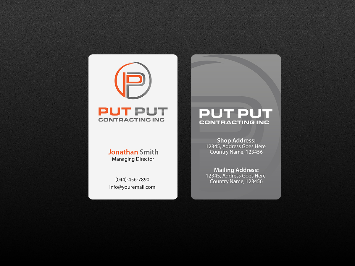 Design de Carte de Visite par Creations Box 2015 pour Put Put Contracting Inc | Design #11772536