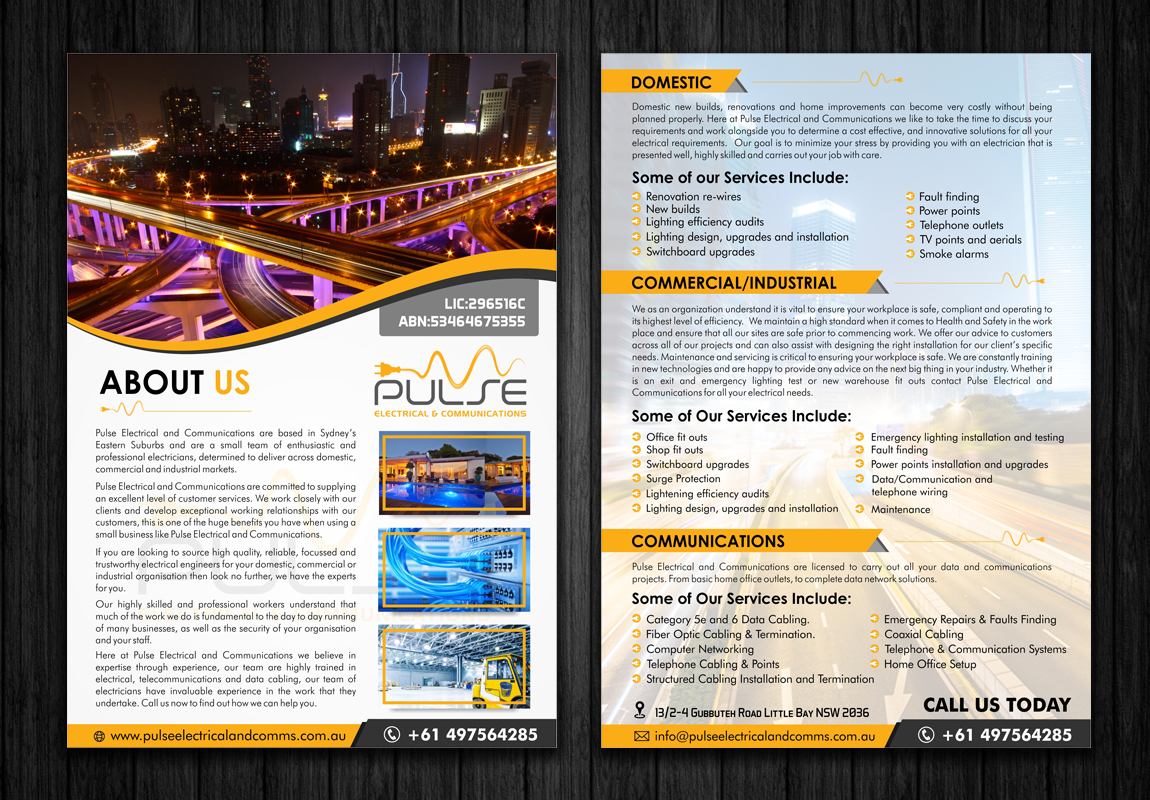 Flyer Design by ecorokerz for Pulse Electrical and Communications | Design #11789949