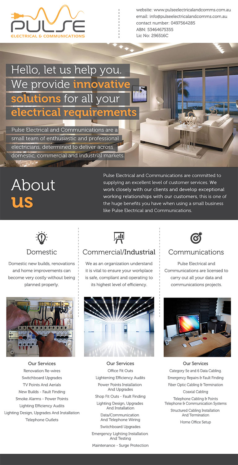 Flyer Design by nozomimiyu for Pulse Electrical and Communications | Design #11796069