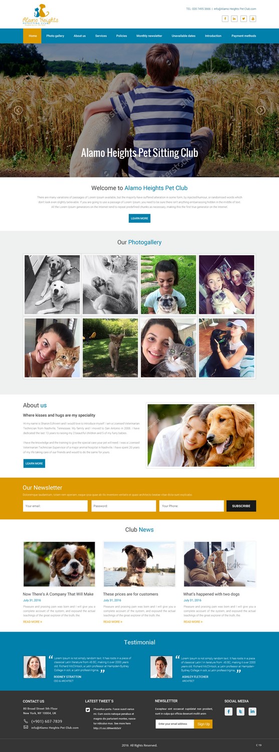 Web Design par pb pour Alamo Heights Petsitting Club | Design #11782588