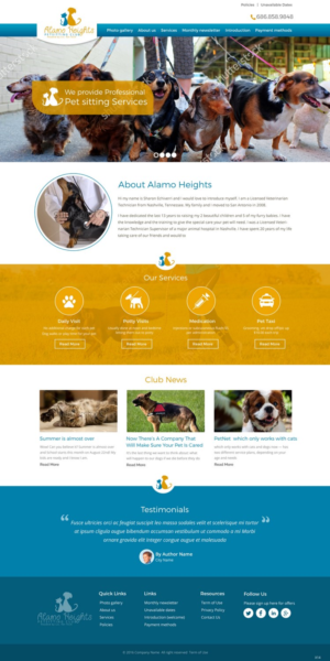 Web Design by pb for Alamo Heights Petsitting Club | Design: #11839639