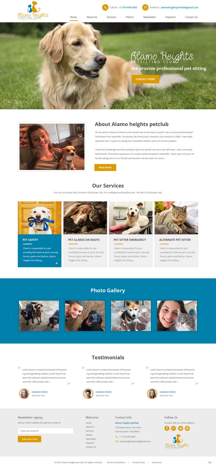 Web Design par pb pour Alamo Heights Petsitting Club | Design #11839640