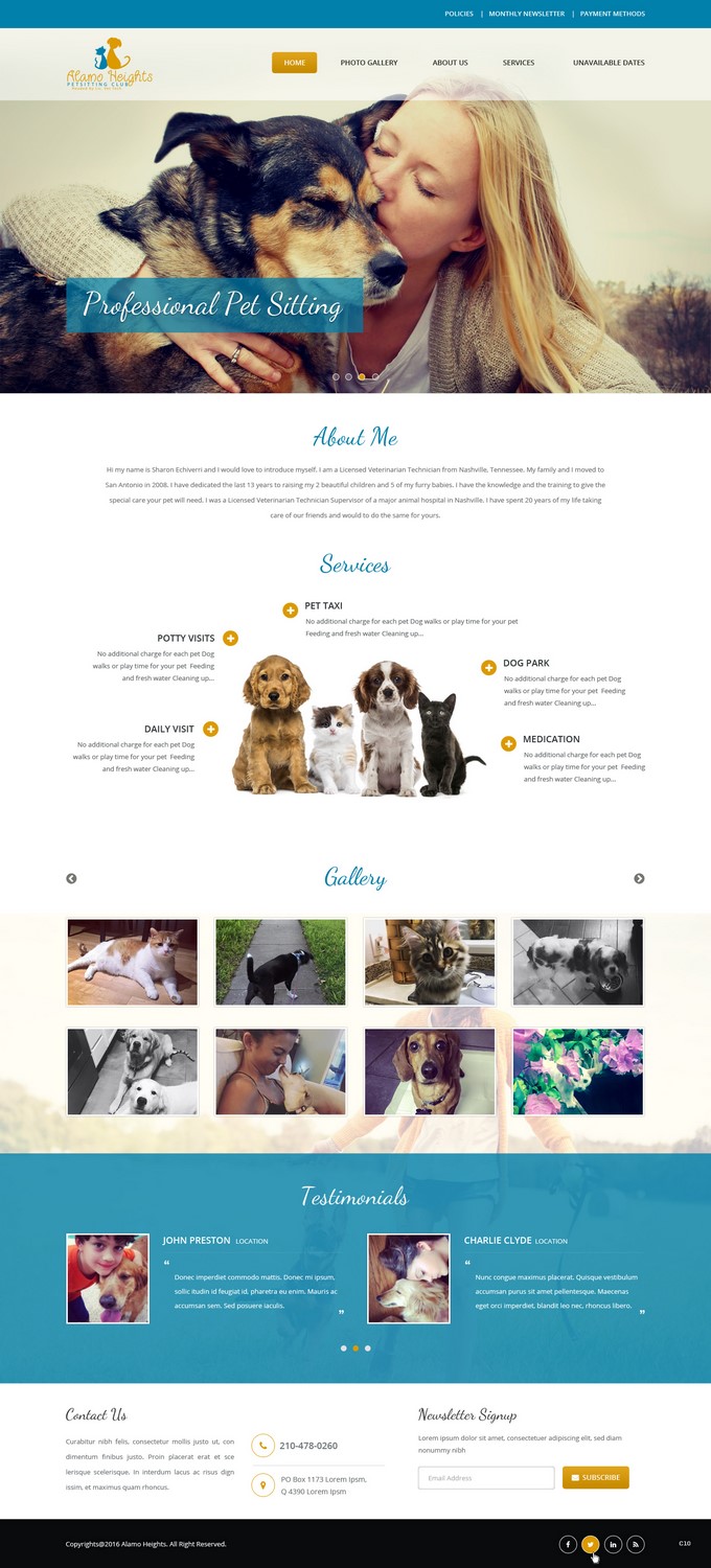 Diseño Web por pb para Alamo Heights Petsitting Club | Diseño #11840668