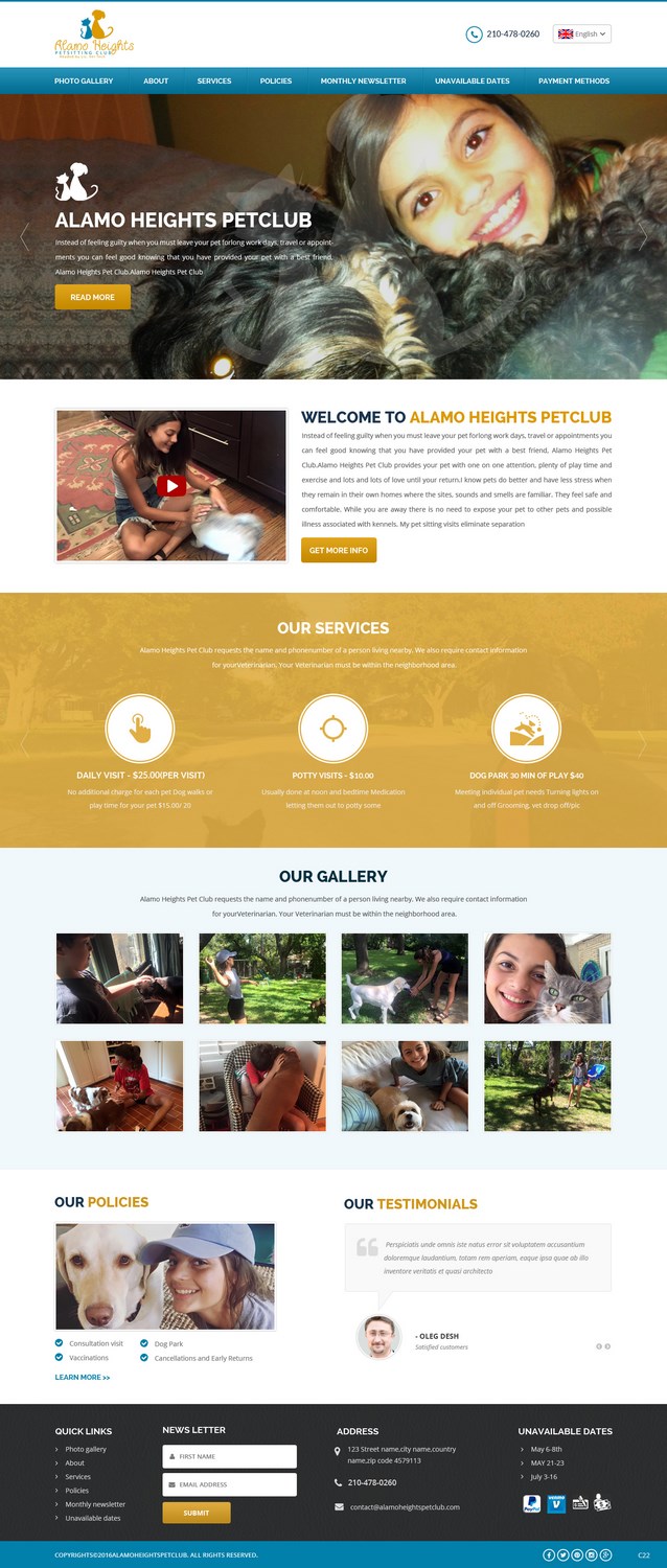 Web Design by pb for Alamo Heights Petsitting Club | Design #11850283
