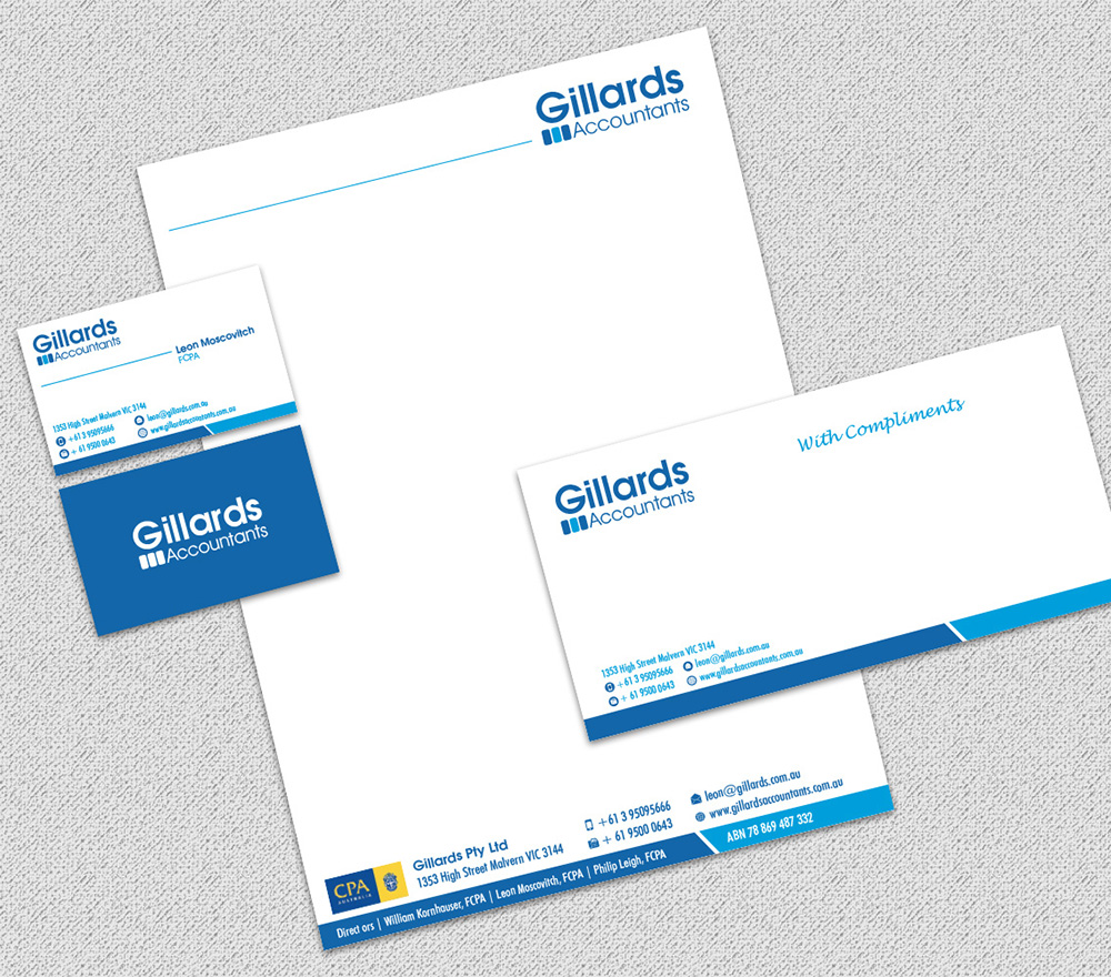 Stationery Design by Anooshaa Kachhia for Gillards Pty Ltd | Design #11810876