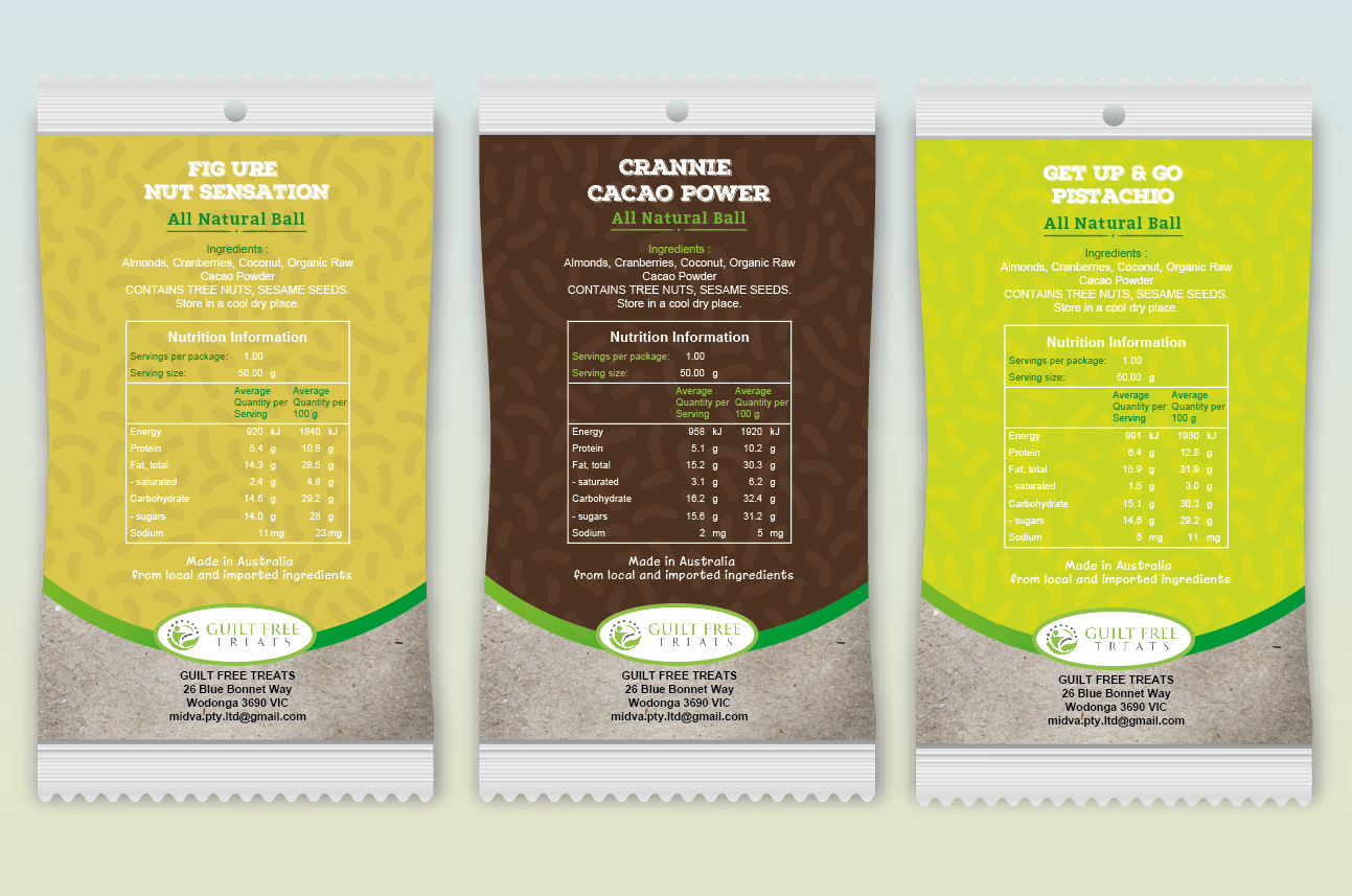 Verpackungs-Design von wow factory für GUILT FREE TREATS | Design: #12004115