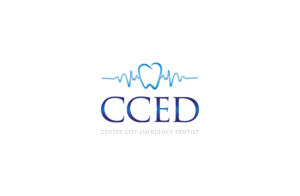 CCED  right below it spelled out :centercityemergencydentist( must fit within upper logo design)  then heartbeat lifeline  tooth . .heartbeat lifeline | Logo Design by GLDesigns
