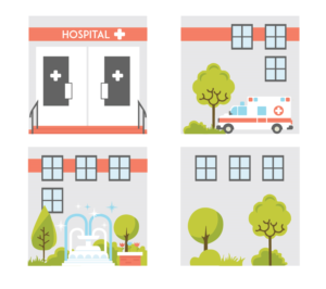 graphic of hospital / doctor surgery scene for a children's playtent | Graphic Design by Oliver  Balard