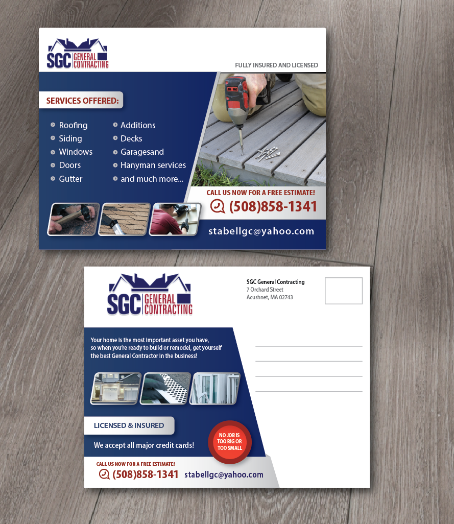 Design de Carte Postale par alex989 pour SGC General Contracting  | Design #11809645