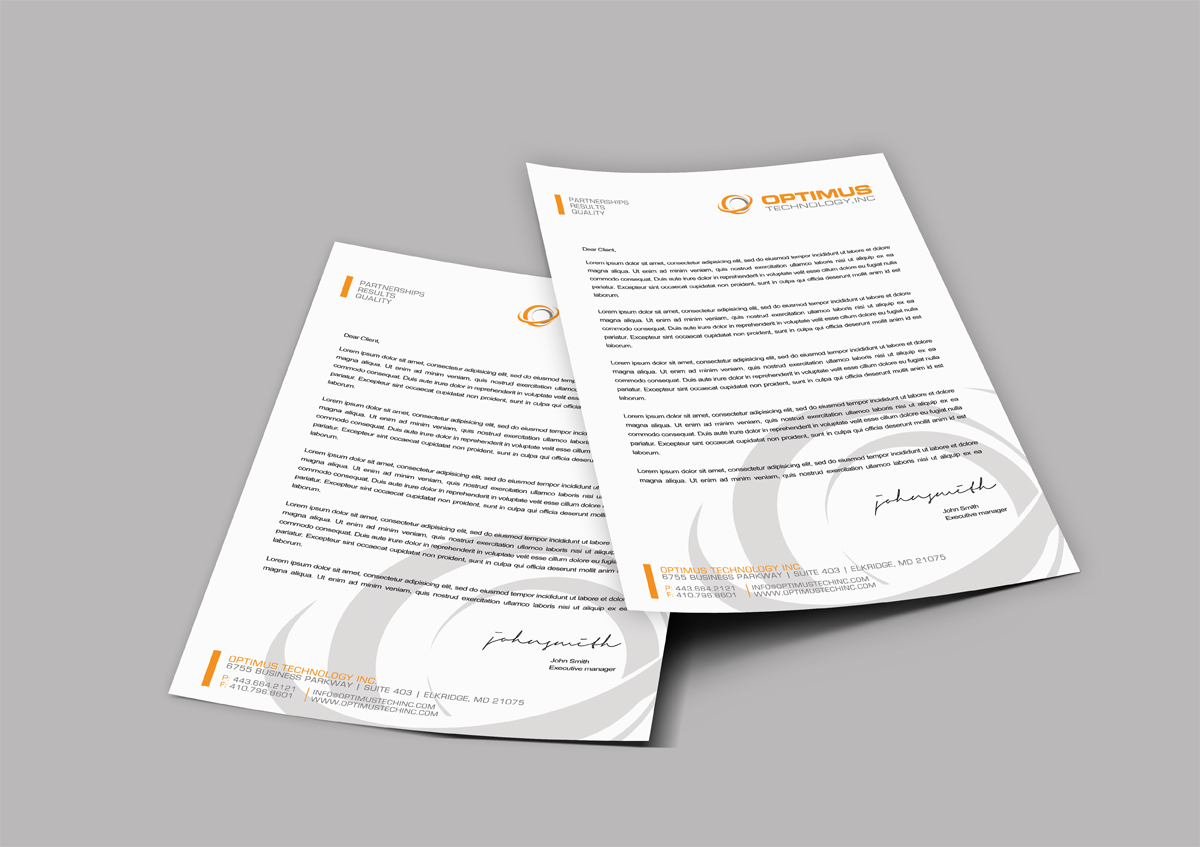 Letterhead Design by diRtY.EMM for Optimus Technology, Inc | Design #2364958