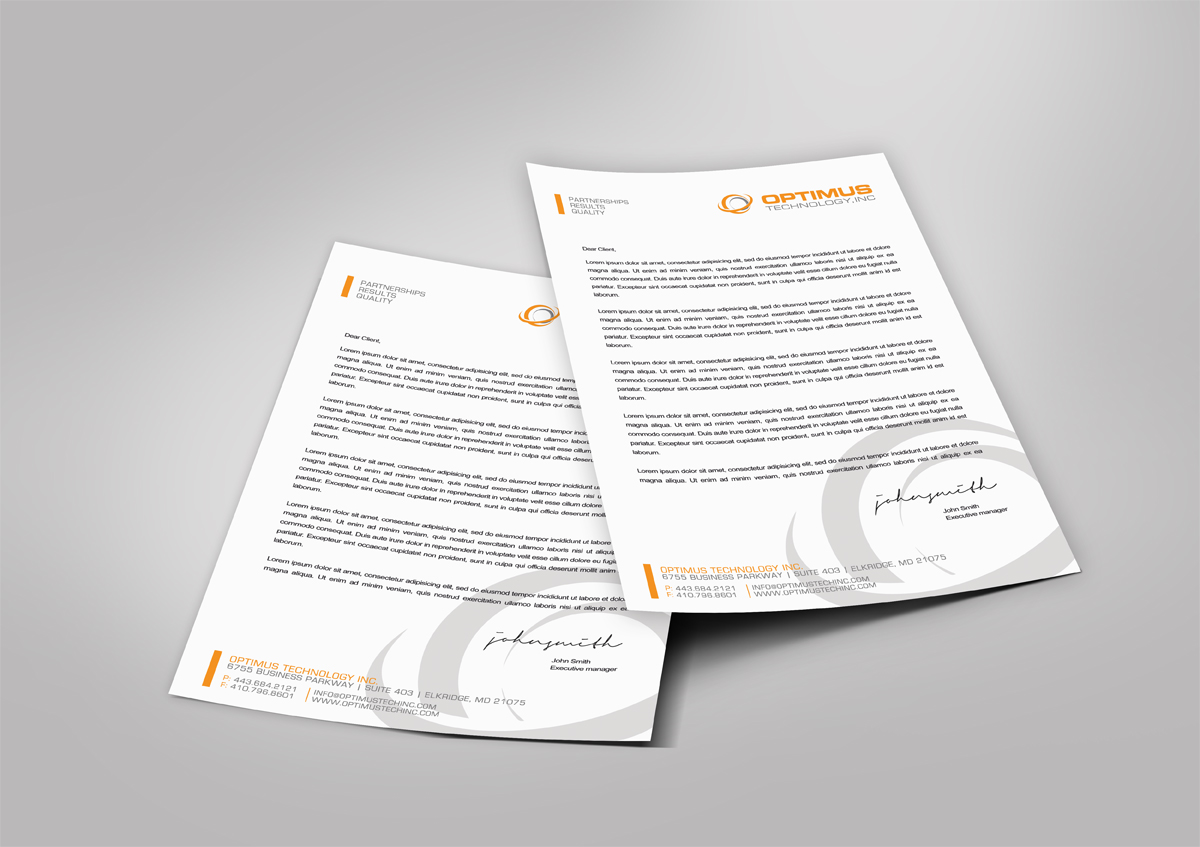 Letterhead Design by diRtY.EMM for Optimus Technology, Inc | Design #2378956