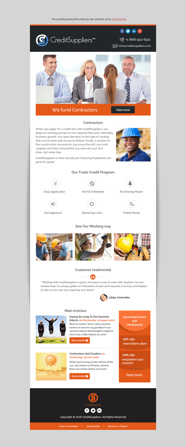 Newsletter-Design von Dabashes Adhikery für CreditSuppliers | Design #11862387