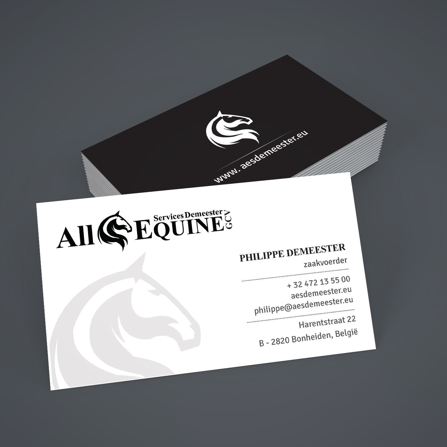 Business Card Design by Creative Jiniya for All Equine Services Demeester | Design #11852775