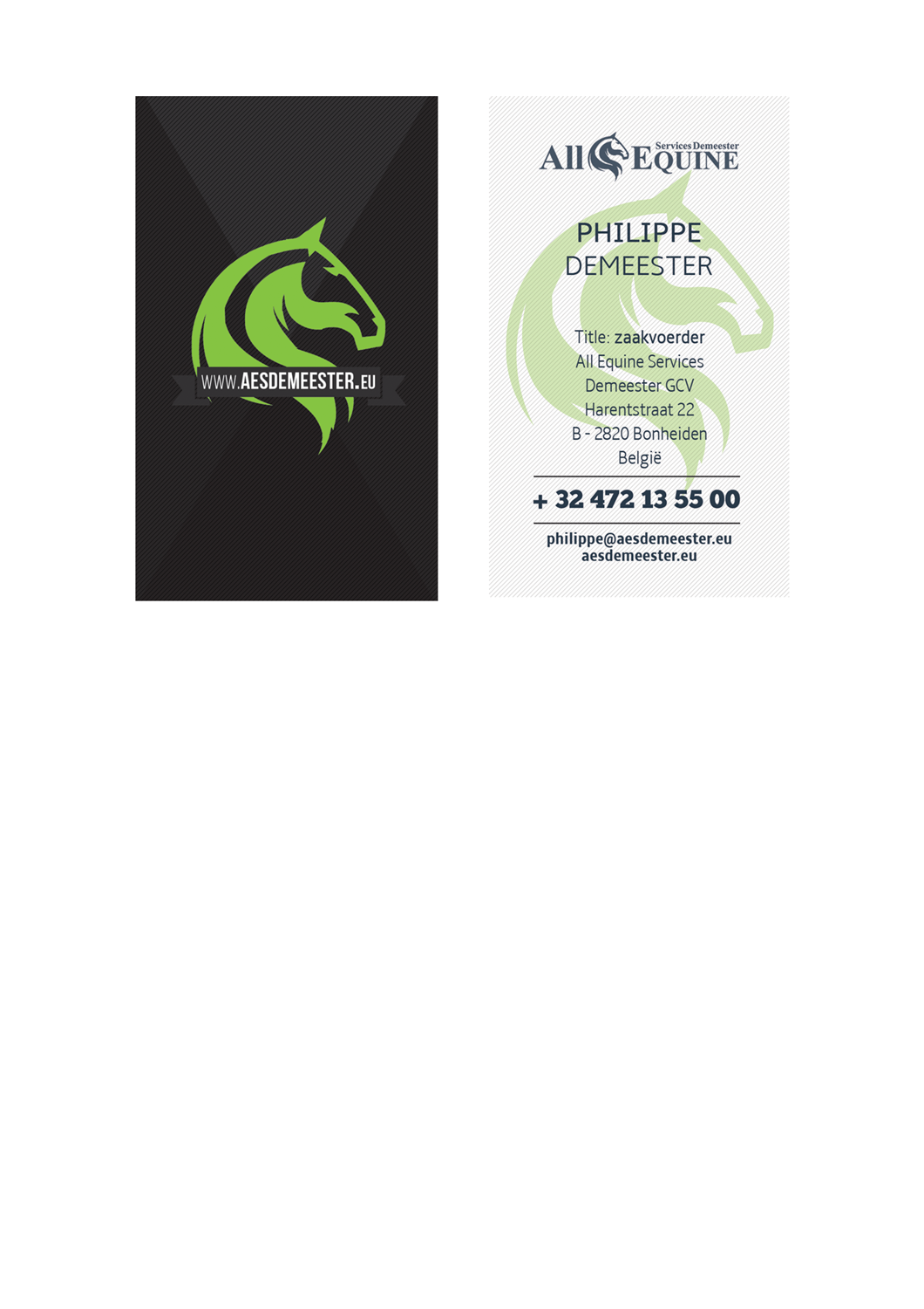 Business Card Design by Vladimir for All Equine Services Demeester | Design #11861979