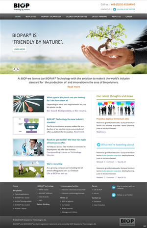 Web Design by pb for BIOP Biopolymers Technologies AG | Design: #2392855