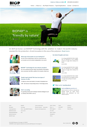 Web Design by pb for BIOP Biopolymers Technologies AG | Design: #2398440