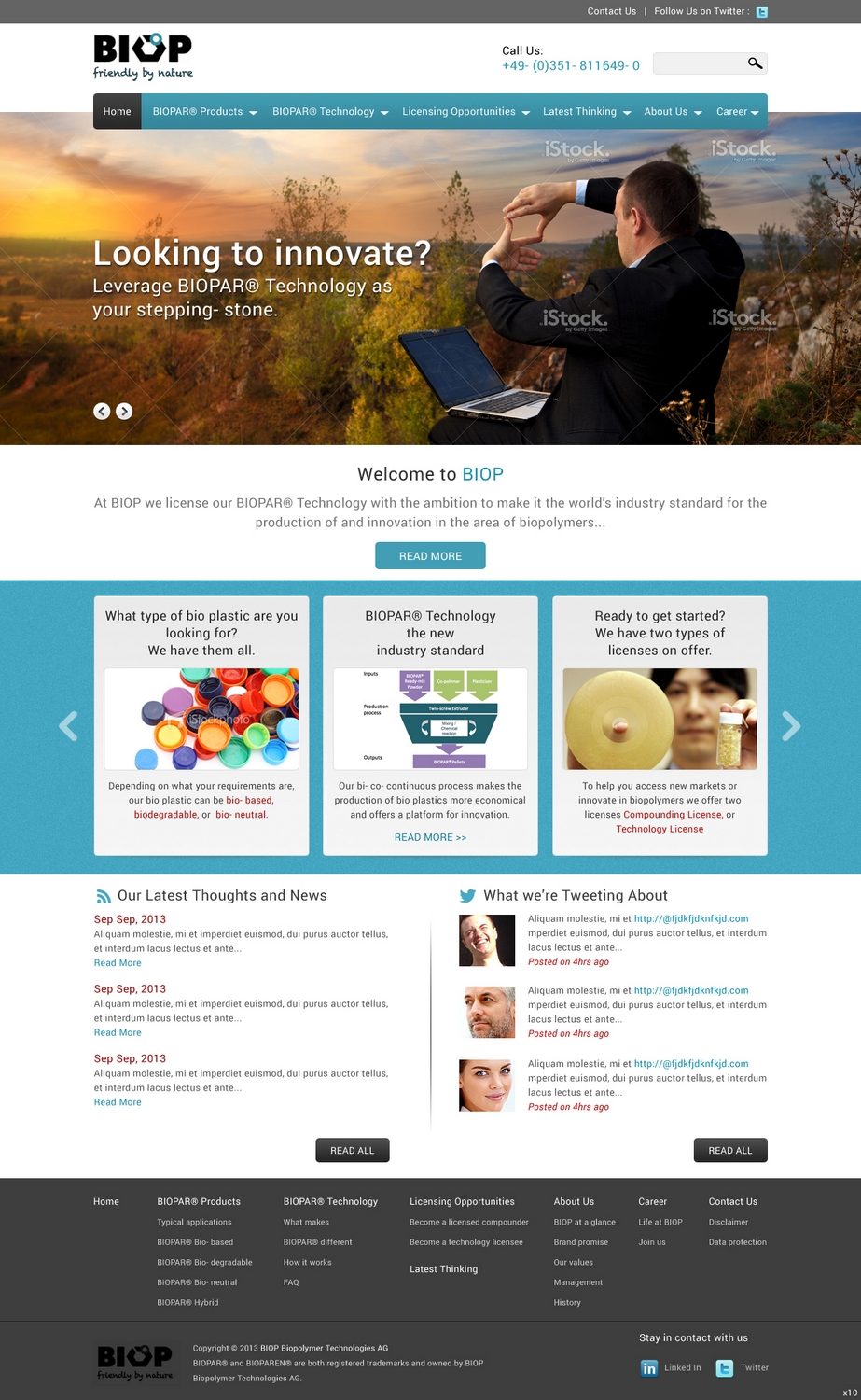 Web-Design von pb für BIOP Biopolymers Technologies AG | Design #2398444