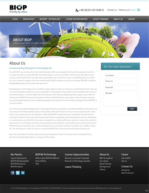 Web Design by pb for BIOP Biopolymers Technologies AG | Design: #2398456